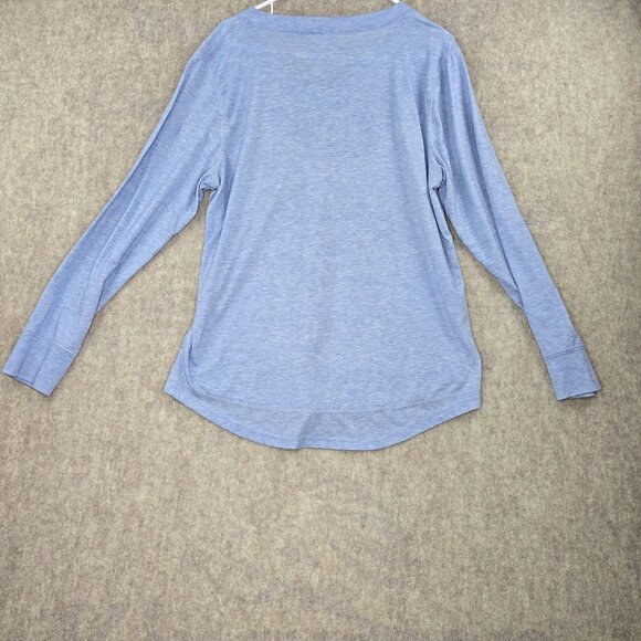 Light Blue Long Sleeve V-Neck Lightweight Shirt Rayon Polyester Blend - Picture 2 of 6